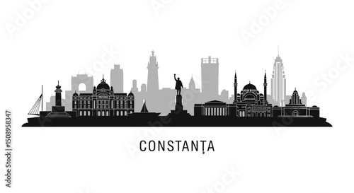 Constanta with Romania Skyline Silhouette, and Cityscape.