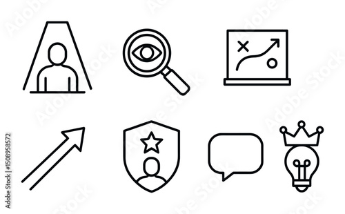 Business strategy icons set for creative solutions and planning