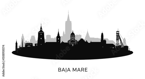 Baia Mare Skyline Romania City Silhouette.