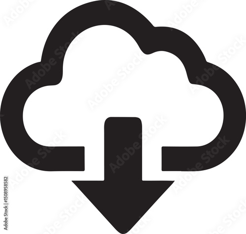 Vector illustration of cloud download icon representing data transfer and online storage