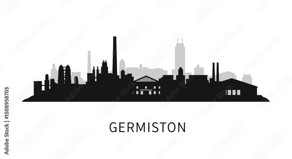 Obraz premium Germiston skyline with South Africa, and city silhouette.