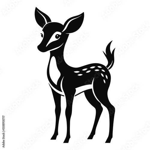 Black silhouette of a fawn deer