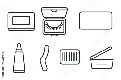 Minimalist makeup icons set for beauty design projects