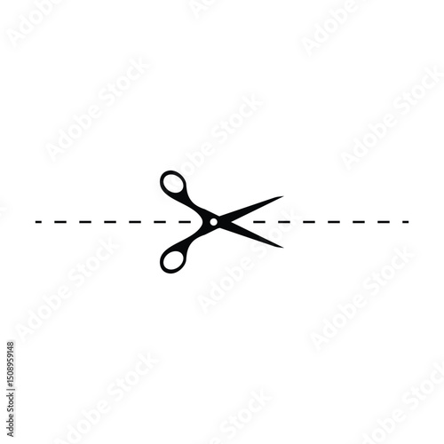 scissor cut icon dashed line vector design template