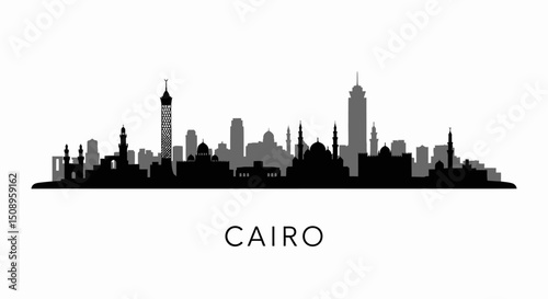 Cairo Skyline Silhouette Egypt Urban Vector.