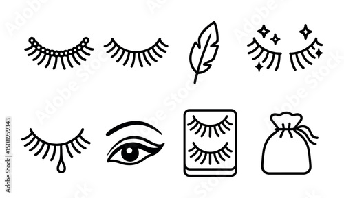 Eyelash icons collection for beauty and makeup design projects