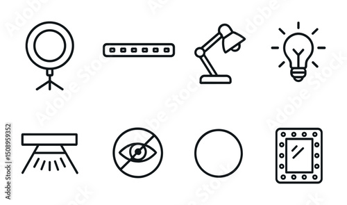 Modern outline icons for lighting and interior design projects
