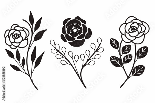 set of flowers