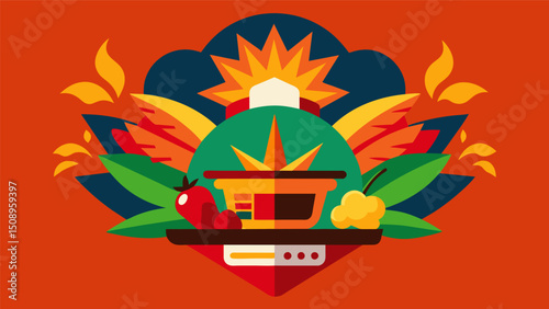 A feast for the senses this fusion restaurant marries the bold and fiery flavors of the Caribbean with the refined and delicate taste of South American cuisine.. Vector illustration