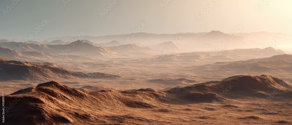 Naklejka premium Stunning Martian Landscape Panoramic Desert Vista