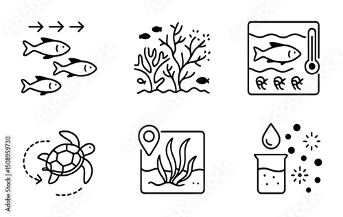 Aquatic conservation symbols for marine and environmental education