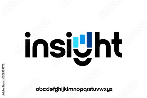 word of insight .  modern minimalist clean alphabet font. lowercase bold typography vector illustration design