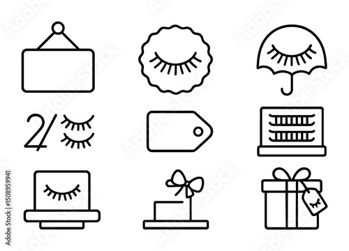 Eyelash icon set for beauty and fashion design projects