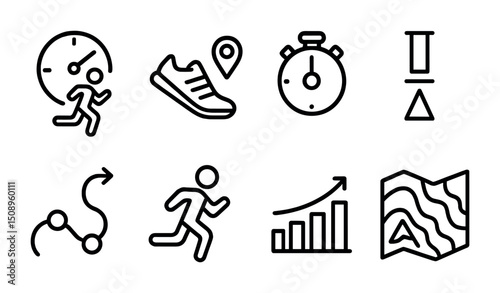 Fitness and workout icons for time management and performance tracking