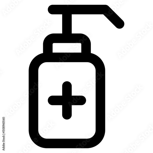 Hand sanitizer icon with line and simple style