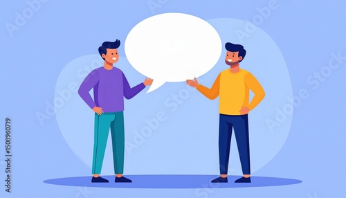 Two Men Talking With Speech Bubble