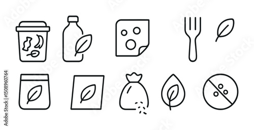 Eco friendly lifestyle icons for sustainable living and zero waste design