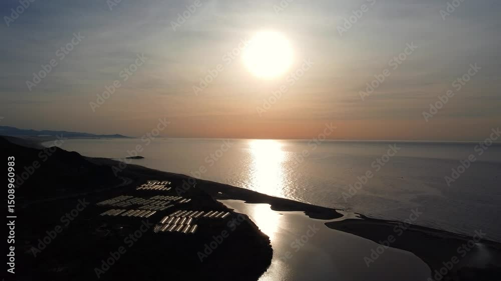 Aerial View of river, Beautiful Aerial View of African Jungles forest and River, Landscape in aerial drone shot. Adove calm tranquil river in Jijel Algeria North Africa, River and green fores trees.