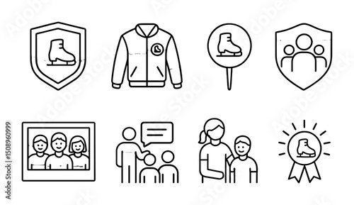 Ice skating club icons for brochures, flyers, and design projects