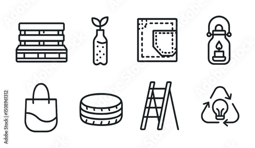 Eco-friendly icons: sustainability and minimalist design elements for projects