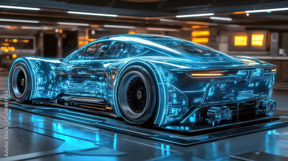 Fototapeta premium Futuristic, transparent vehicle