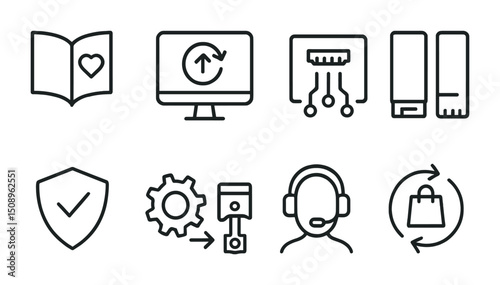 Set of technology and business icons for digital and printed design