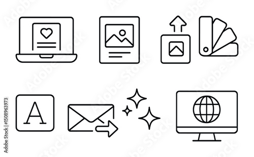 Minimalistic icons for digital design and communication concepts