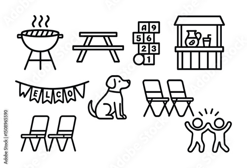 Outdoor picnic and playground fun elements for creative designs