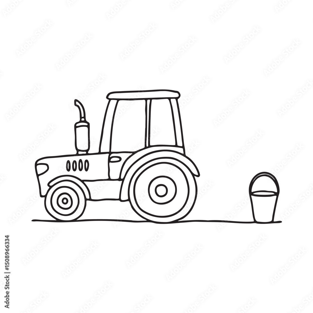 Fototapeta premium A tractor park near a bucket