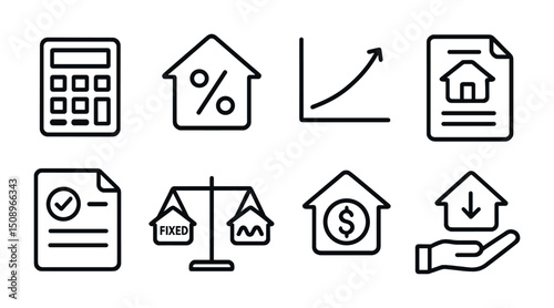 Real estate investment and financial growth icons for business design