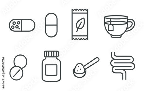 Collection of wellness icons for healthcare and nutrition design