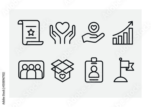 Minimalist icons for business success and community engagement design