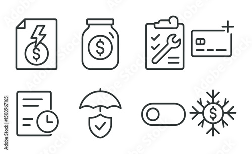 Financial management and security icons for business and personal use