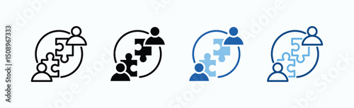 Cooperate Icon Sheet Multiple Style Collection Isolated Vector