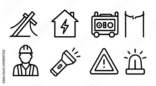Power outage management icons for safety and emergency preparedness