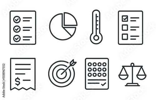 Business and finance icons for data analysis and management design