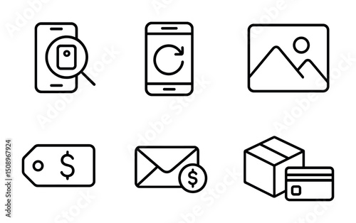 Digital tools and icons for e-commerce and communication design