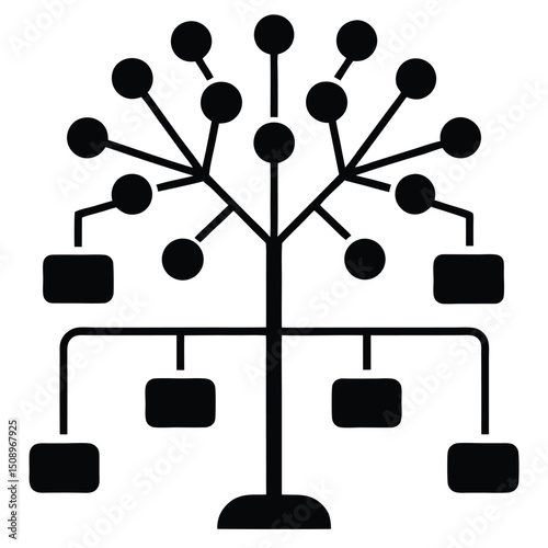 data analyst element isolated decision tree on white background