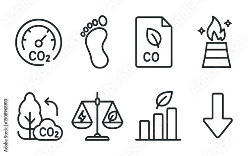 Environmental impact concepts with sustainability and carbon emission icons