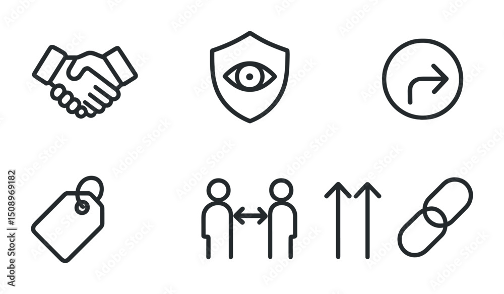 Business collaboration and security icons for digital projects Business collaboration and security icons for digital projects