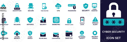  Cyber Security Icon Set.
