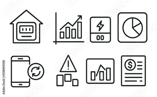 Business and finance icons for analytics, reports, and data visualization