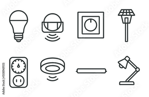 Smart home energy solutions: icon set for sustainable technology