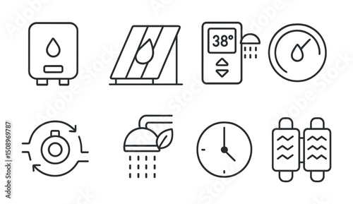 Energy and water efficiency icons for renewable resource management design