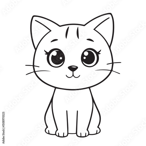 Cute cartoon cat isolated on white background illustration vector