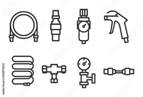 Industrial equipment icons set for engineering and design projects