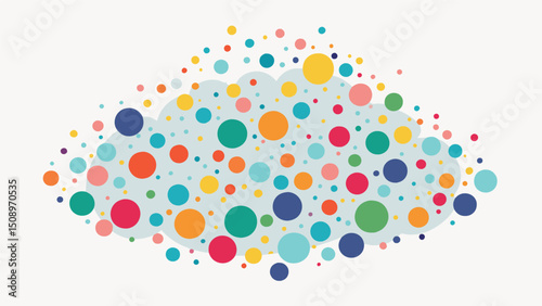 A cloud of dots in varying sizes and colors each one representing a different gene and its level of activity.. Vector illustration