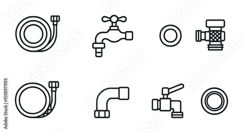 Plumbing tools and fixtures collection for diy and repair projects