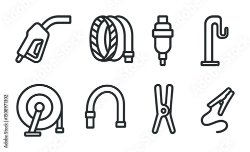 Automotive tools and equipment icons for design and presentation
