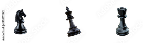 Regal Black Chess Piece: Elegant Queen or King for Strategic Games Traditional Game Component on Transparent Background, Ideal for Board Games